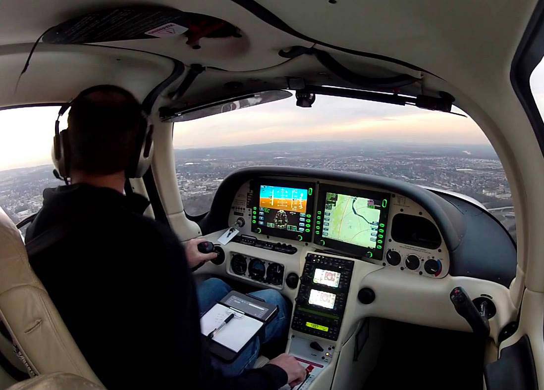 helicopter cockpit with digital instruments