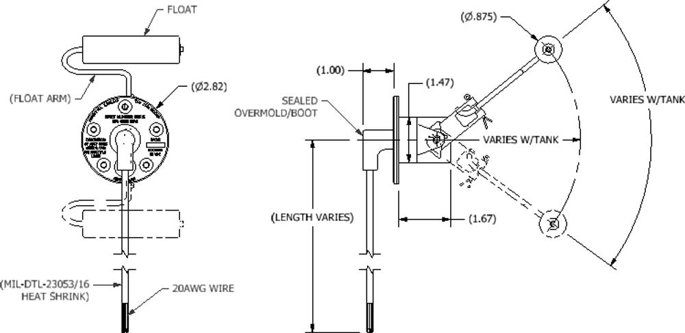 cies fuel sender schematic with dimensions